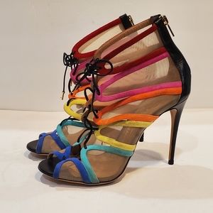 Rare Ferragamo Rainbow Heels - Size 7.5 - Salvatore Ferragamo Rainbow Suede